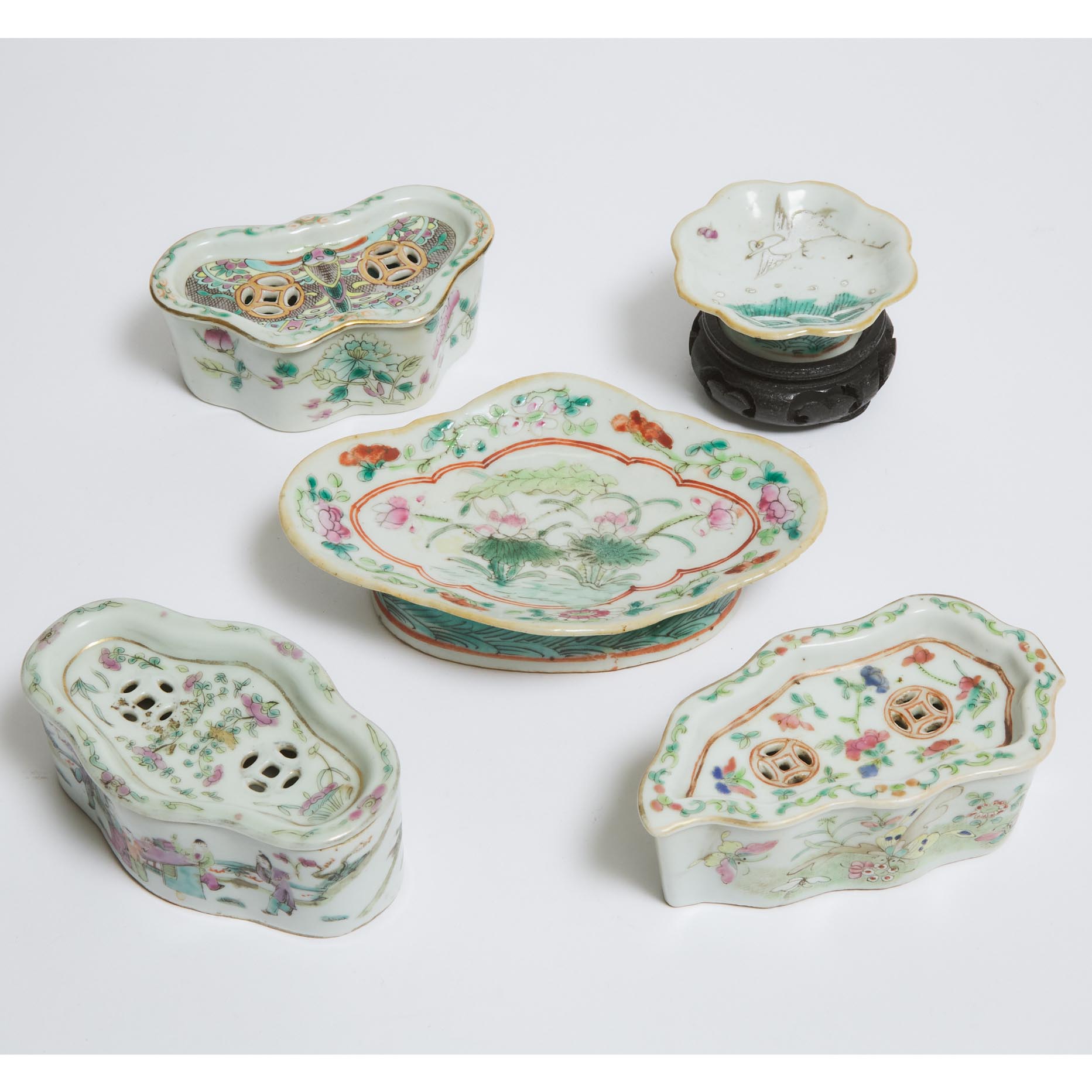 A Group of Five Famille Rose Porcelain