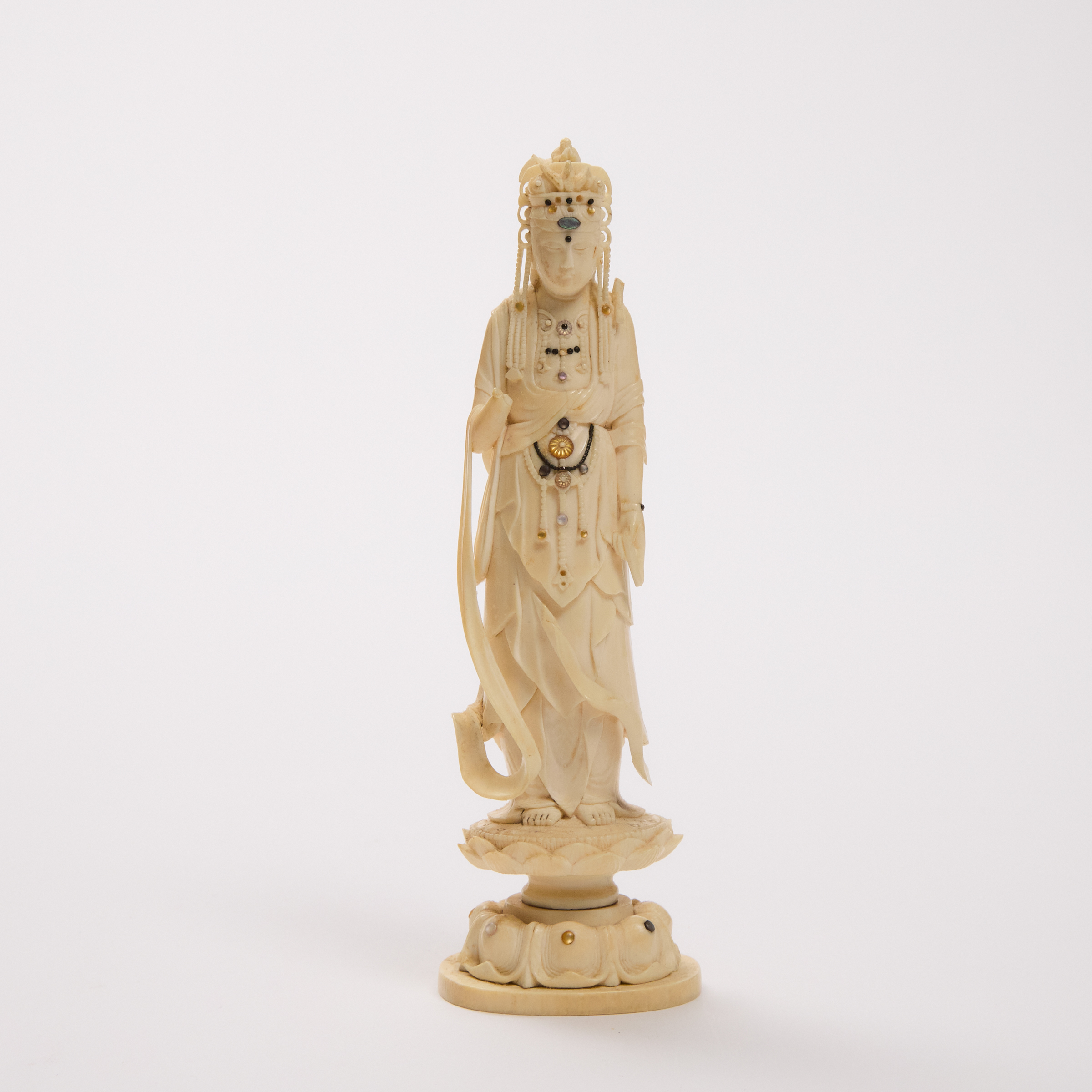 A Shibayama-Inlaid Ivory Figure of Kannon