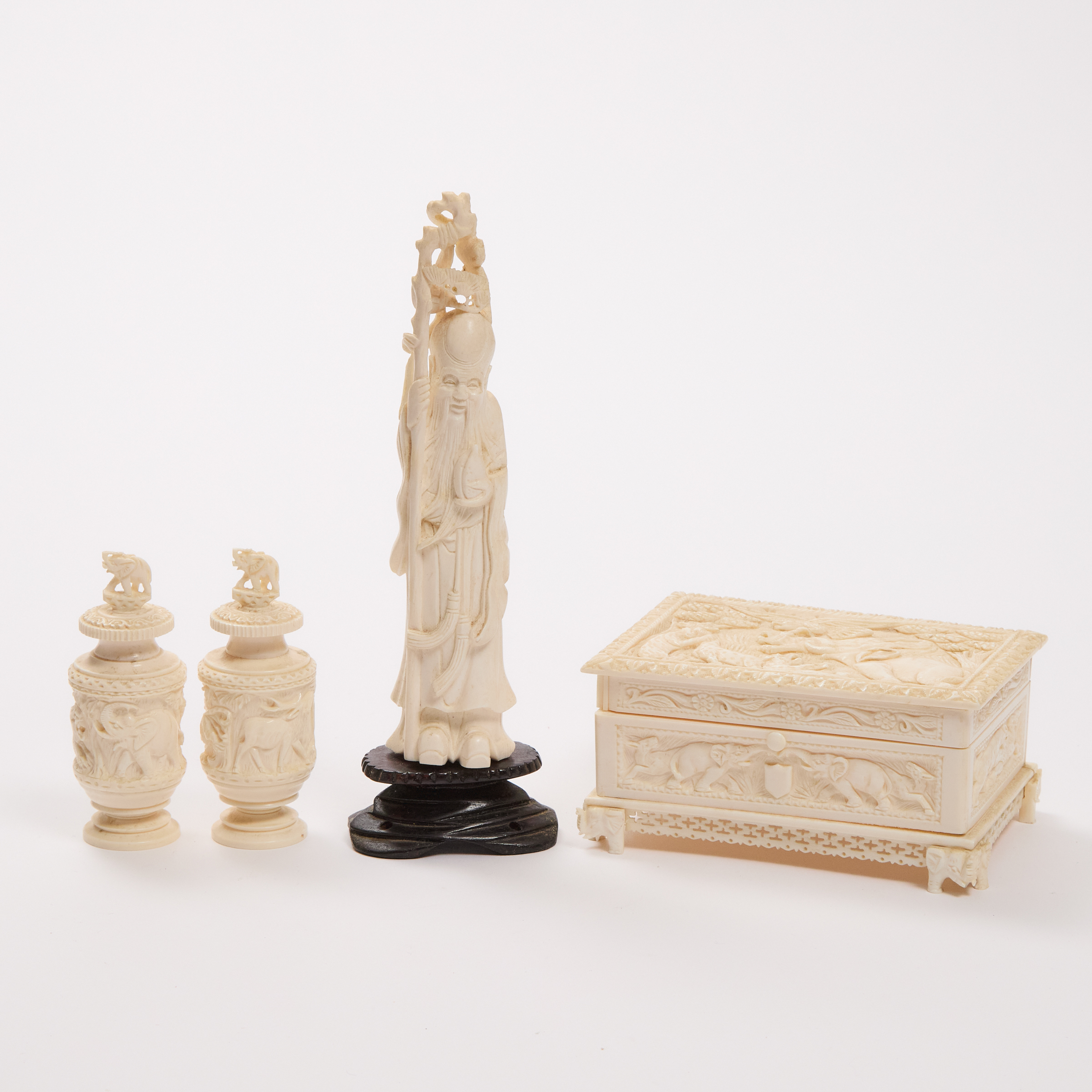 A Chinese Ivory Figure of Shoulao,