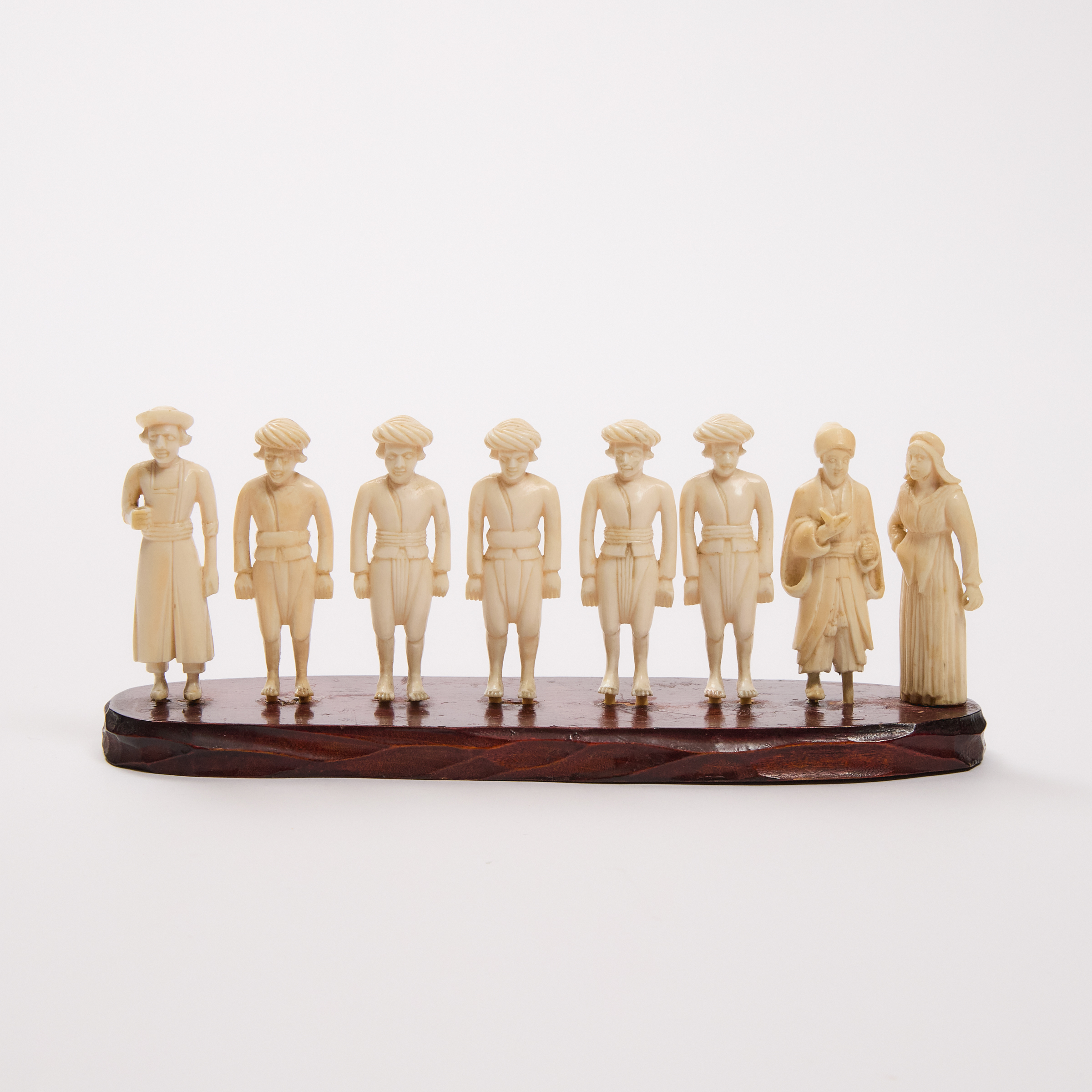 A Set of Eight Anglo-Indian Ivory Figures,