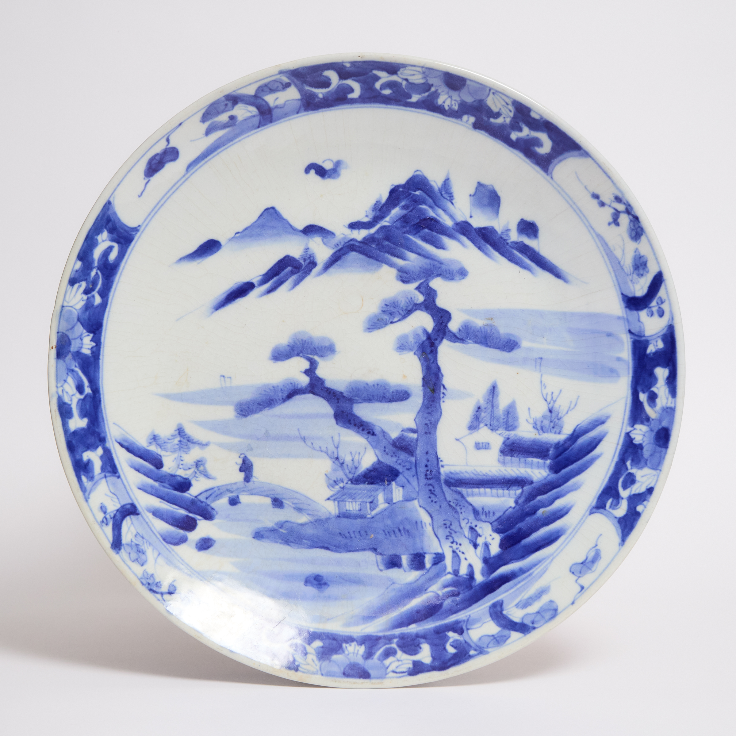 A Large Arita Blue and White Charger,