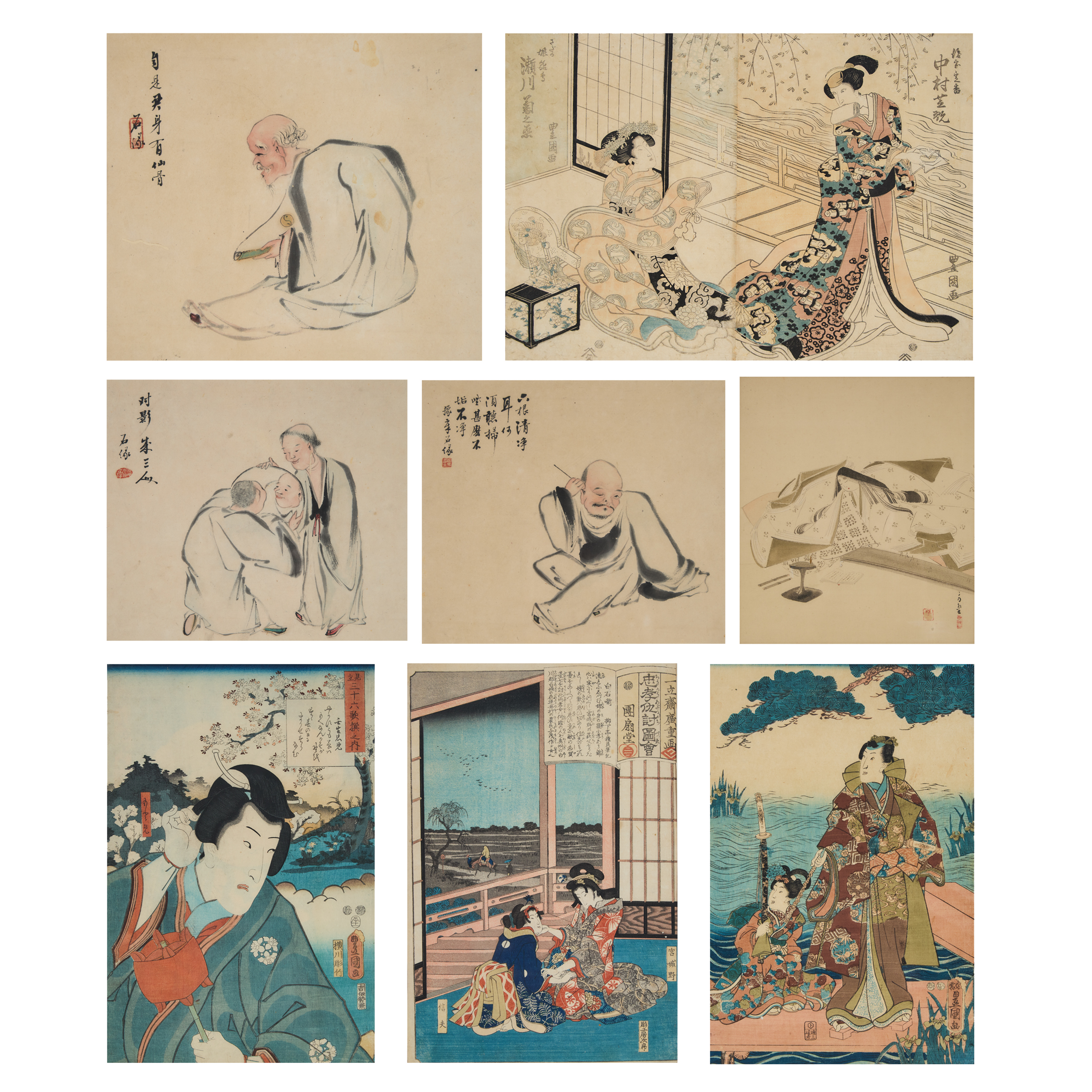 A Group of Eight Japanese Paintings