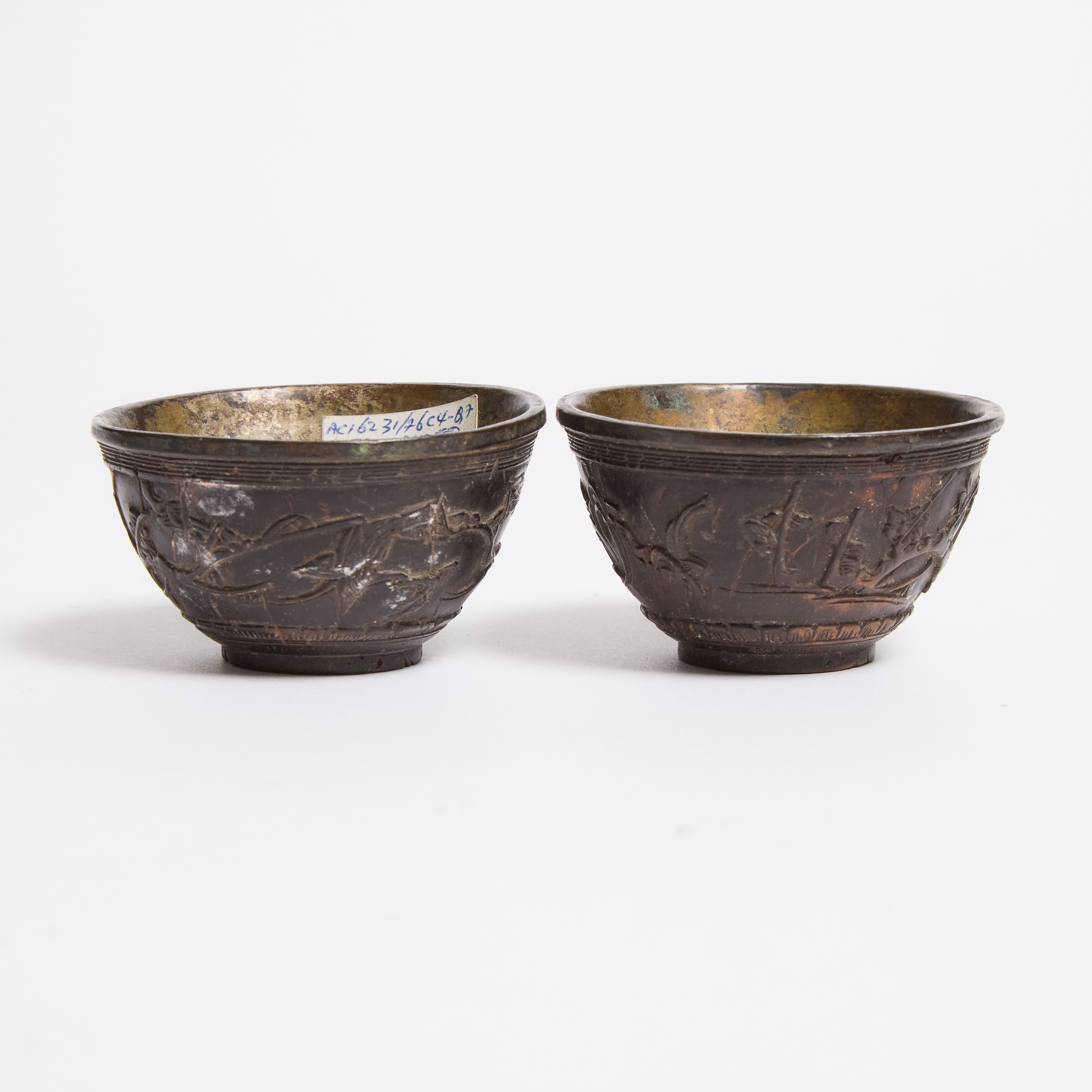 A Pair of Chinese Silver-Mounted