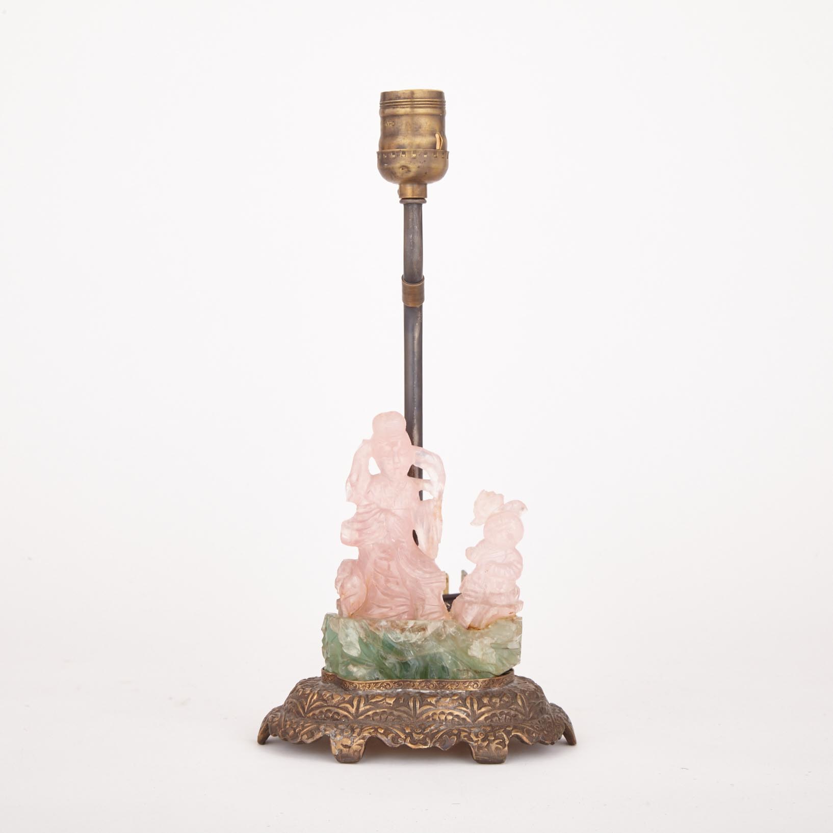 A Rose Quartz Lady and Boy Group Mounted