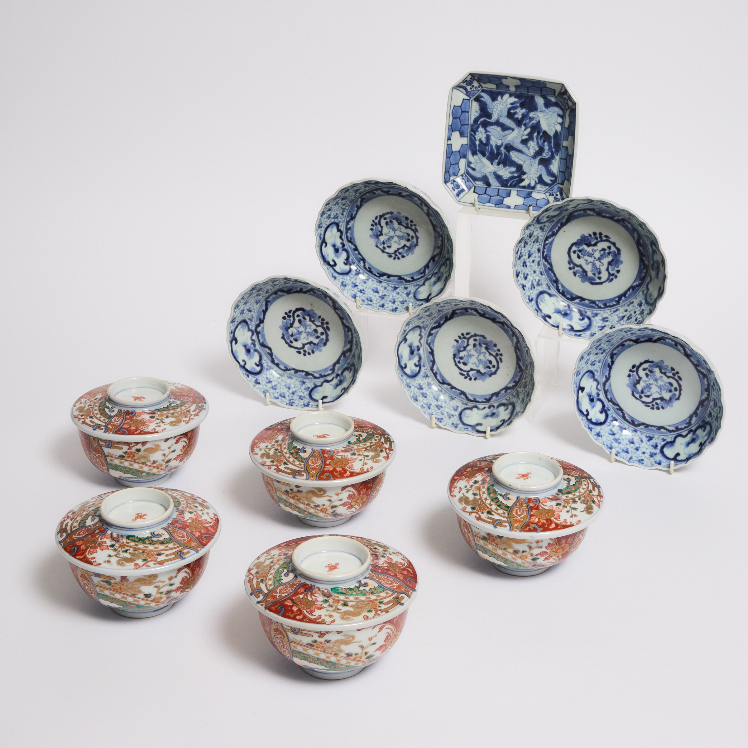 A Group of Imari and Blue and White