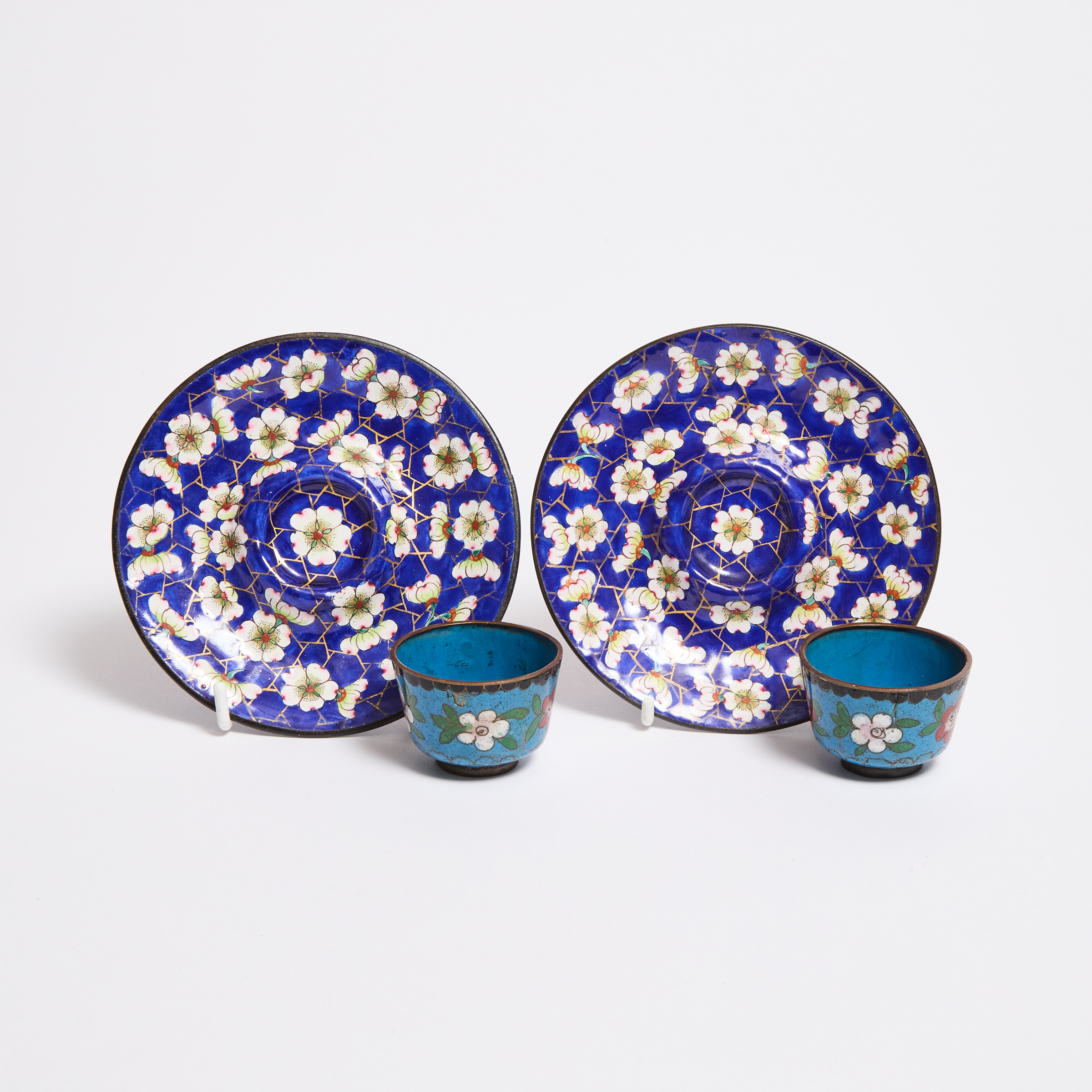 A Pair of Canton Enamel Blue-Ground