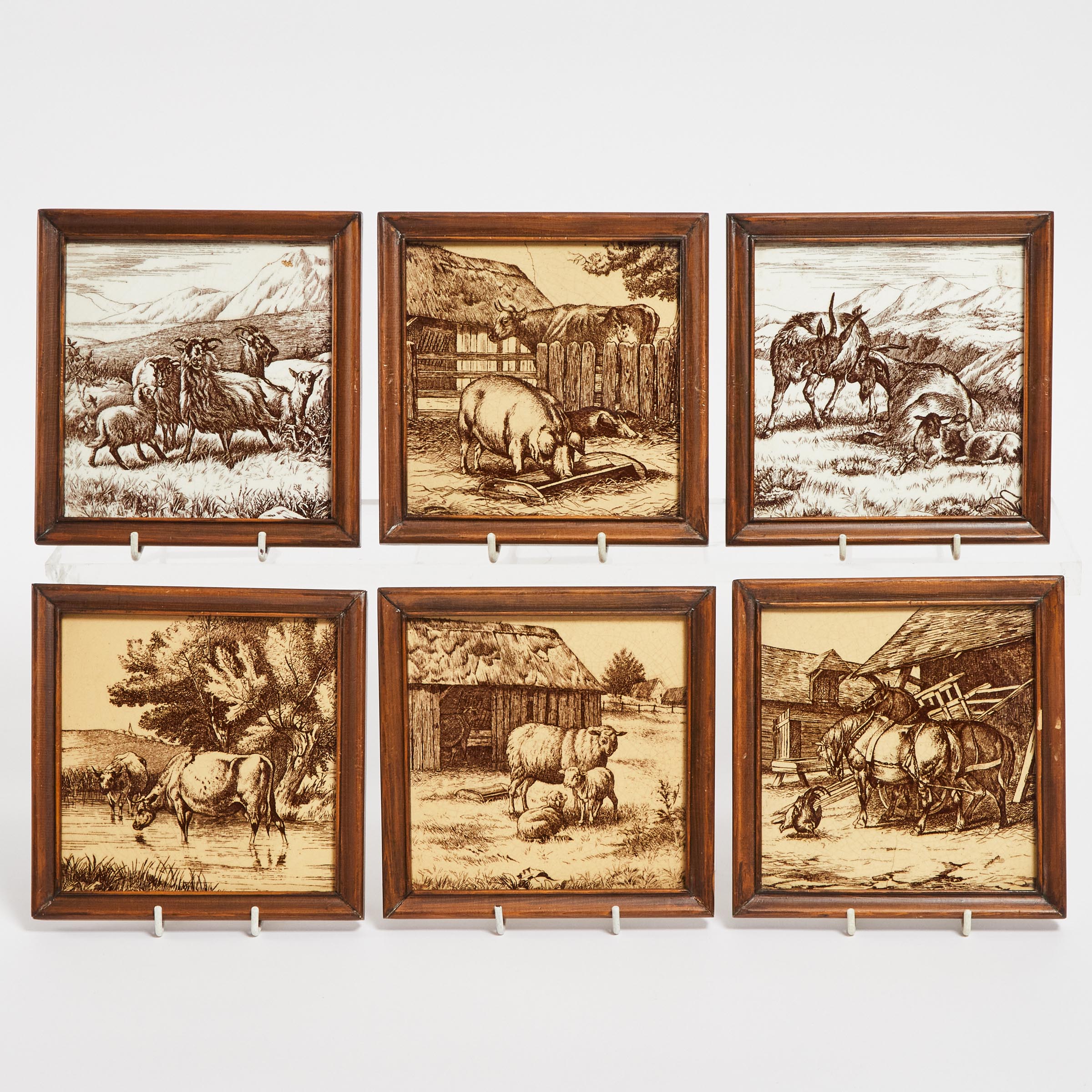 Six Framed Mintons Tiles, c.1880