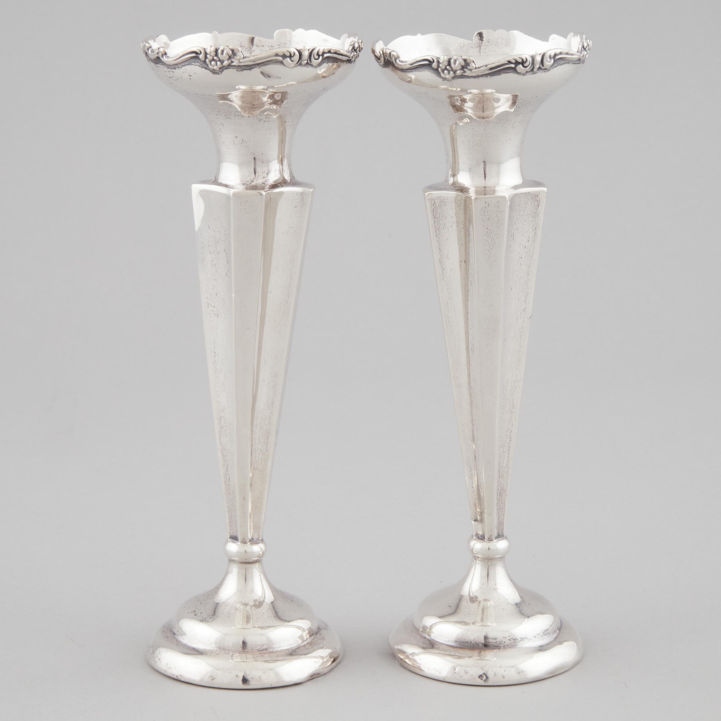 Pair of English Silver Vases, James