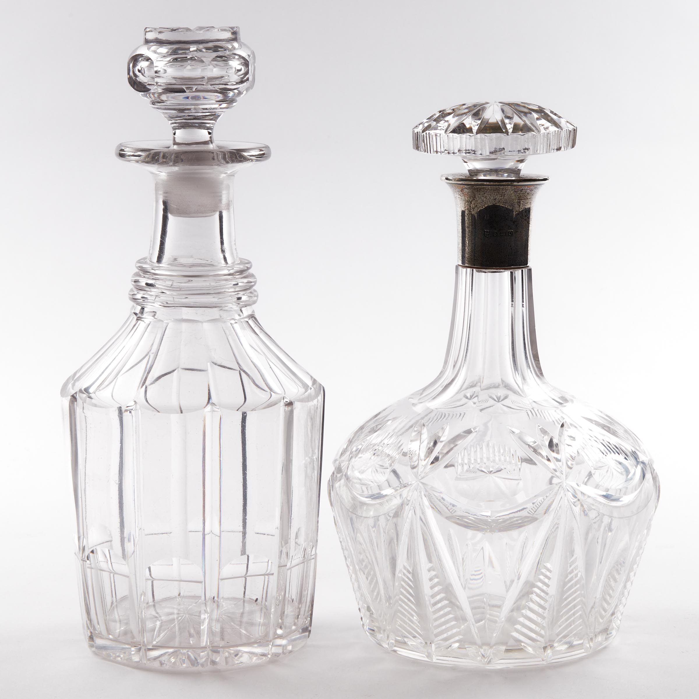 Two English Cut Glass Decanters,