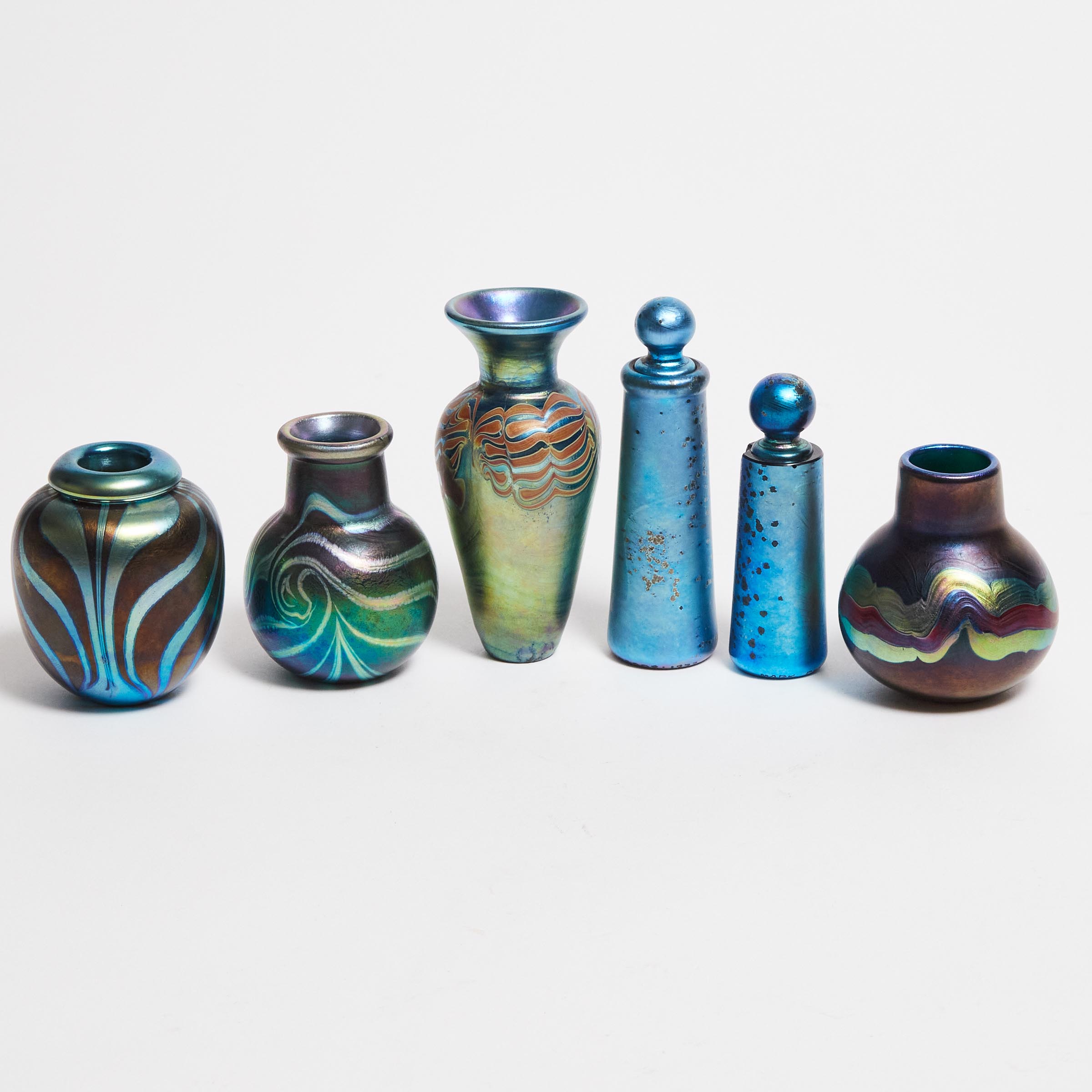 Four Peiser Studio Iridescent Glass