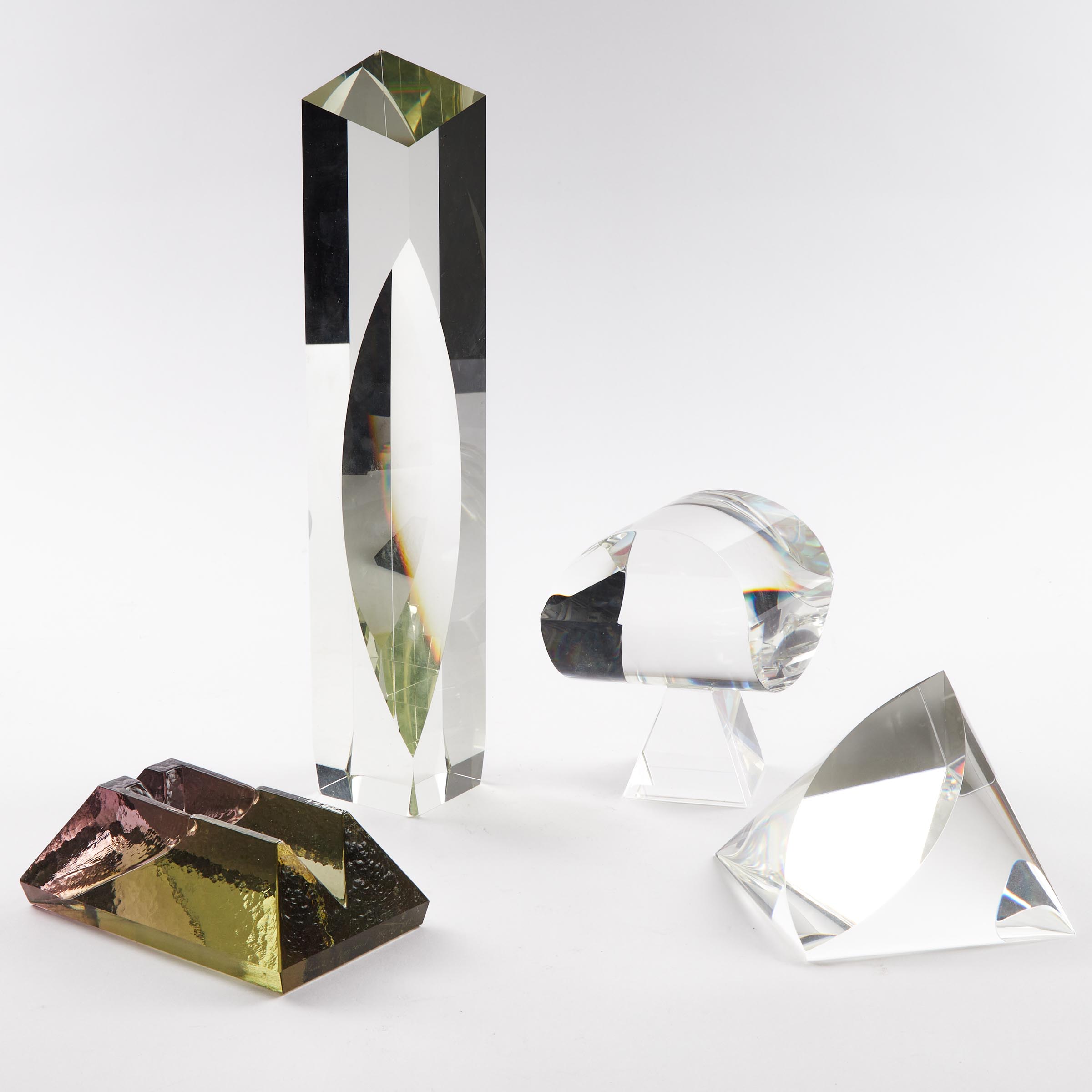 Four Studio Glass Sculptures, 1980s