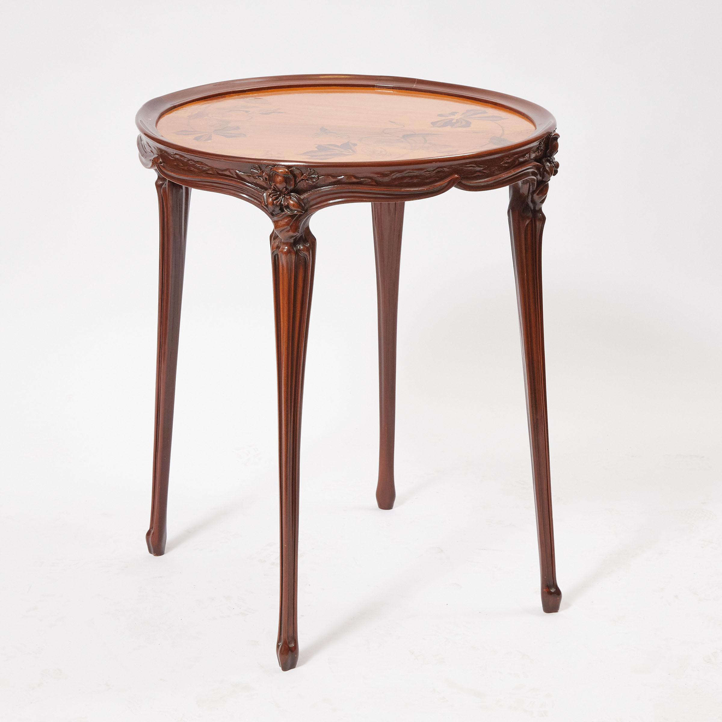 French Art Nouveau Carved Mahogany