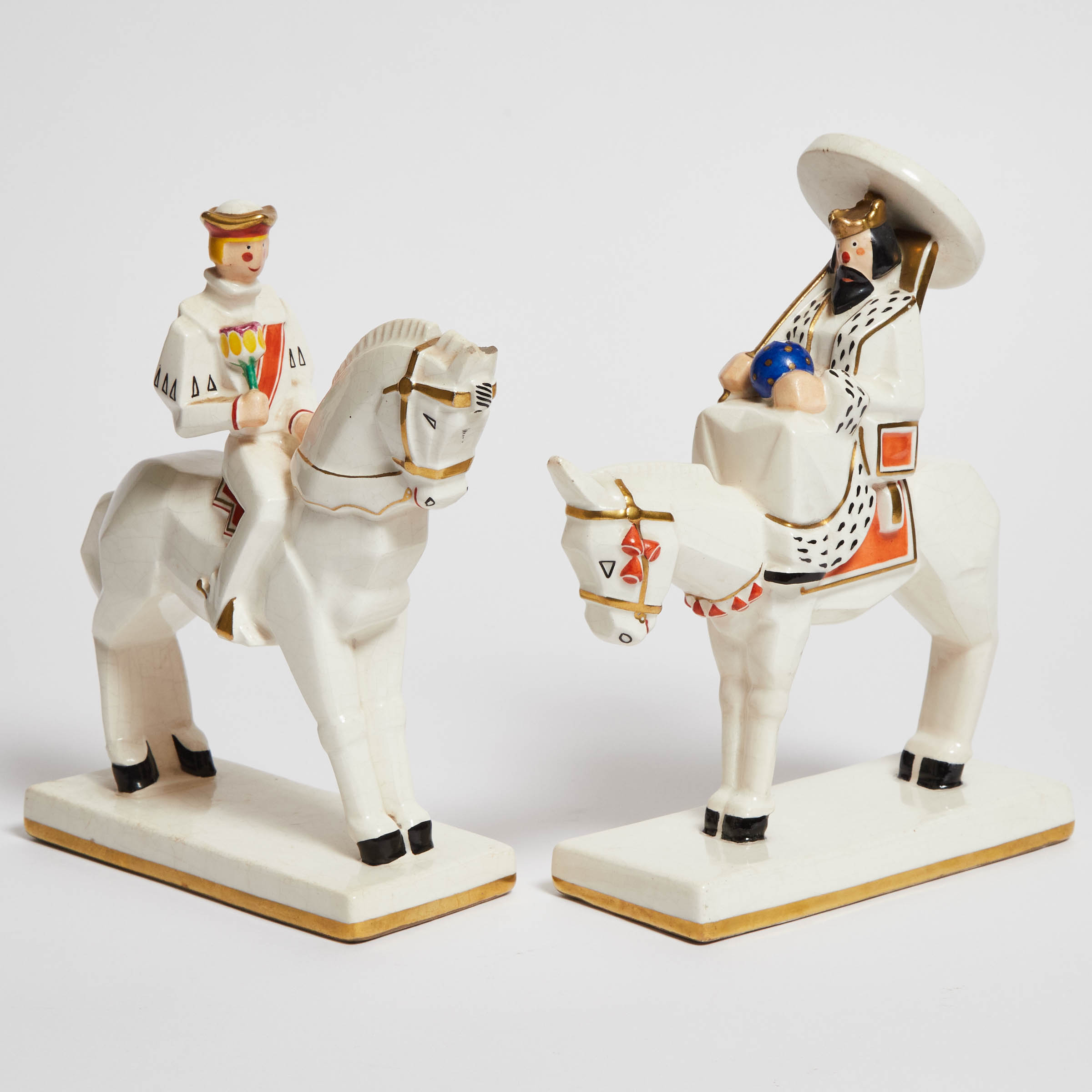 Two Robj Figures on Horseback,