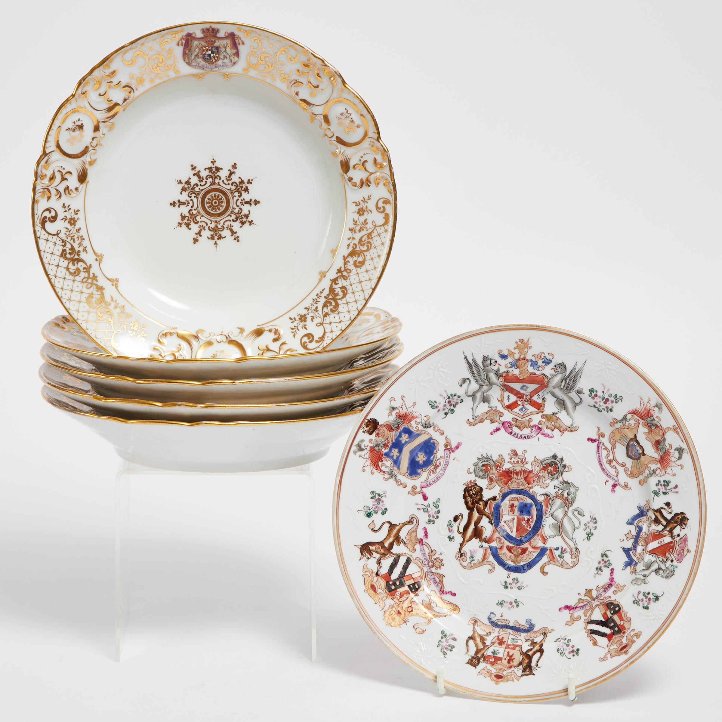 Five Paris Porcelain Armorial Bowls