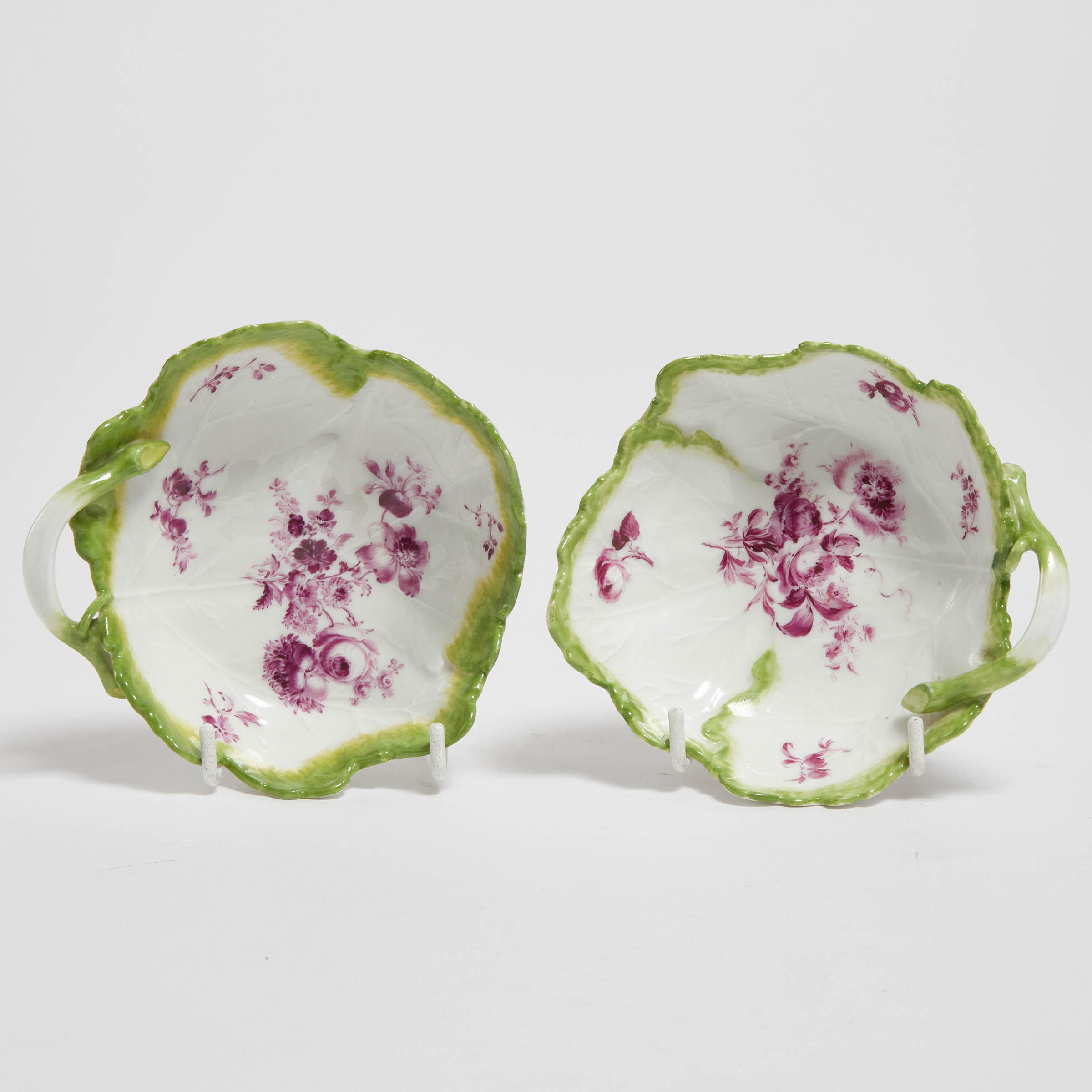 Pair of Meissen Small Leaf Dishes,