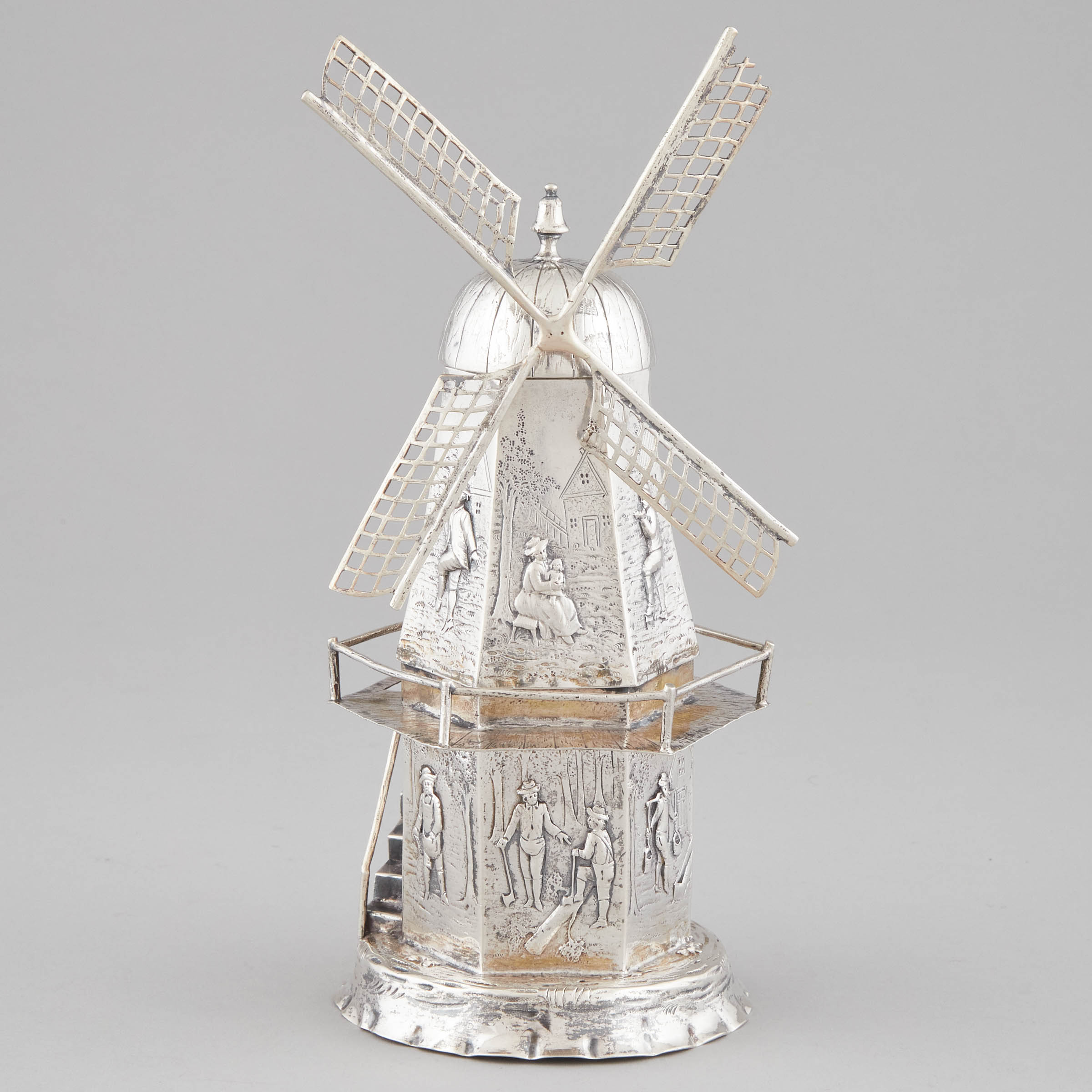 German Silver Windmill Spice Cannister,