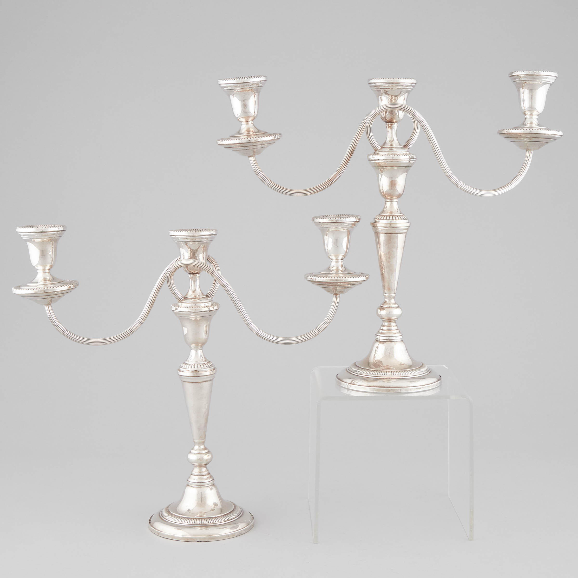 Pair of American Silver Three-Light