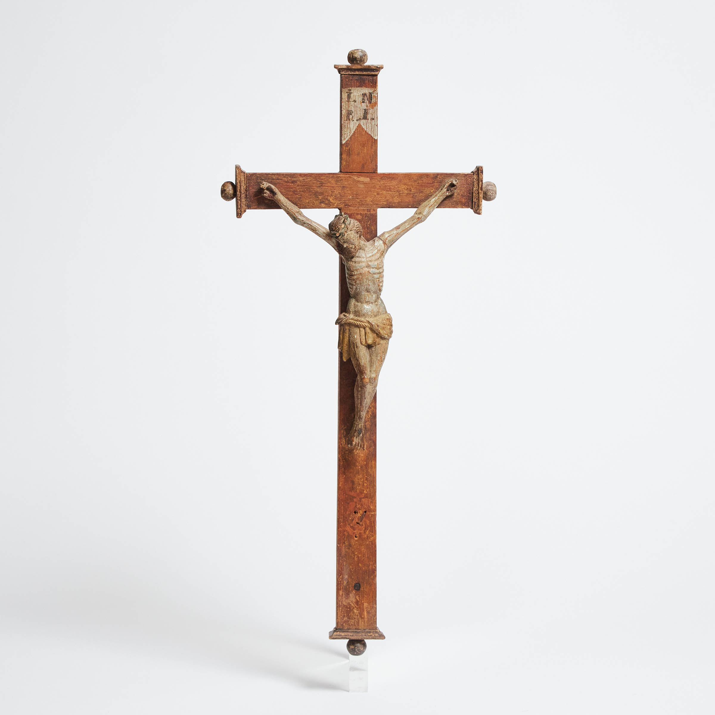Continental Carved Pine Crucifix,