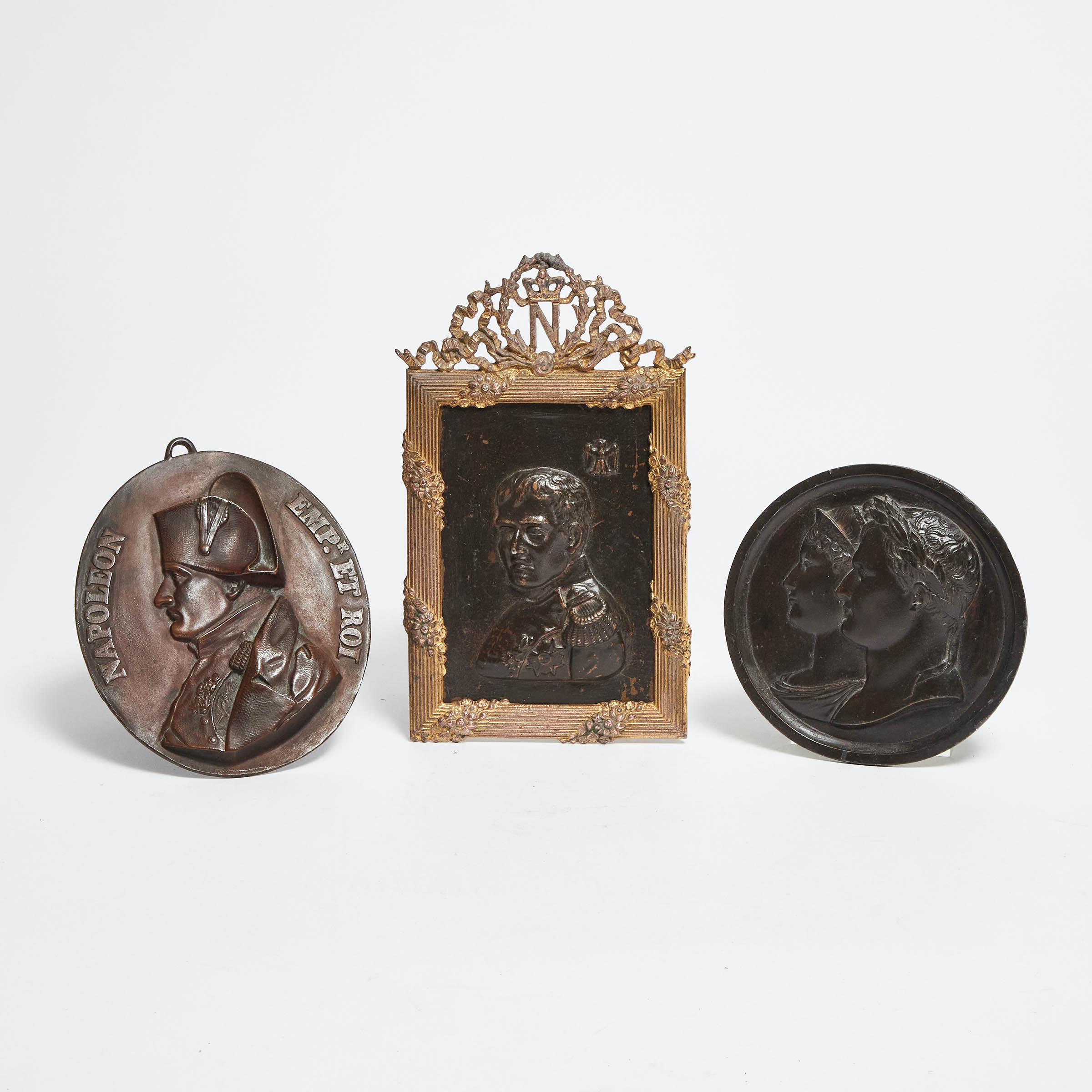 Three Bronze Relief Portrait Plaques