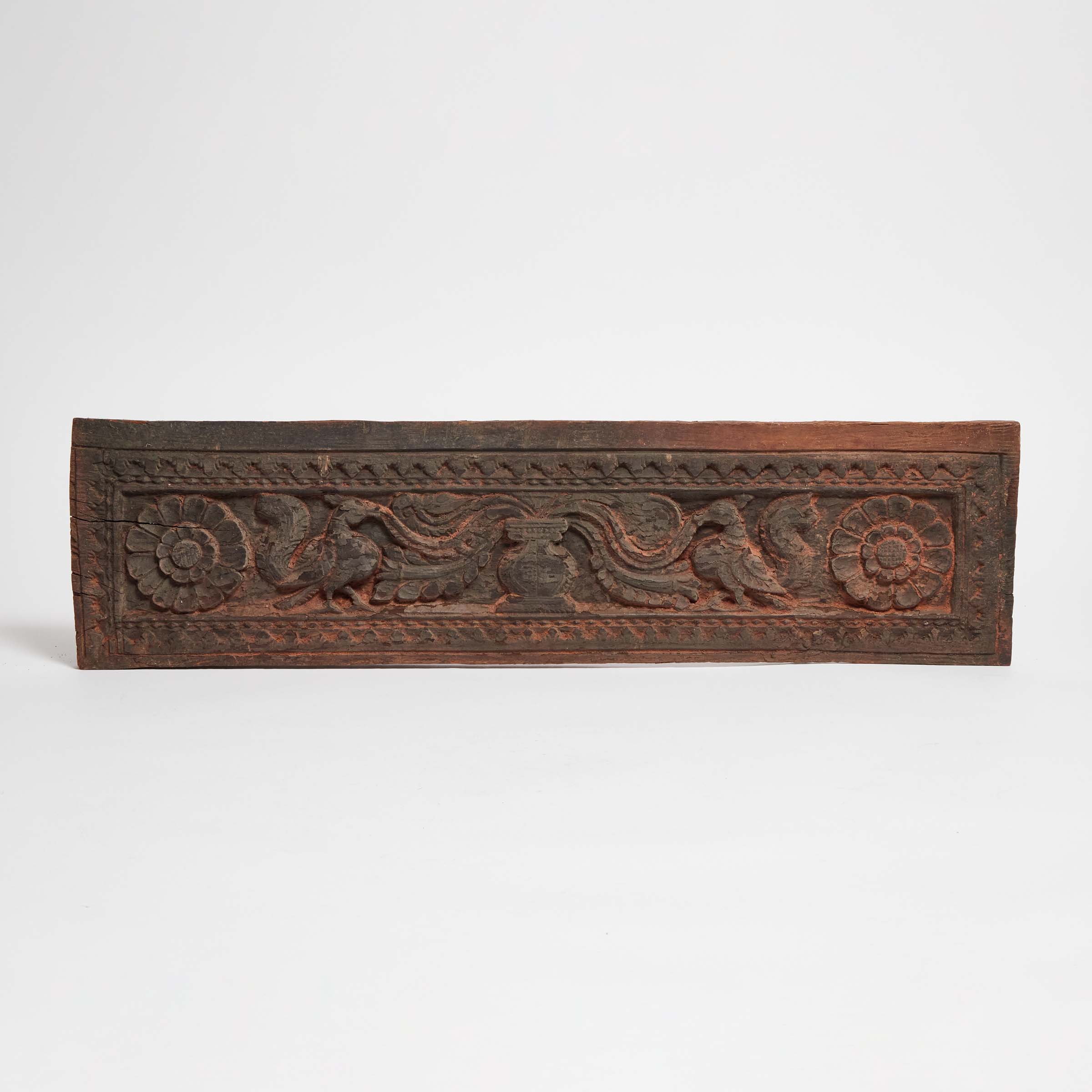 Indian Relief Carved Wood Plaque,