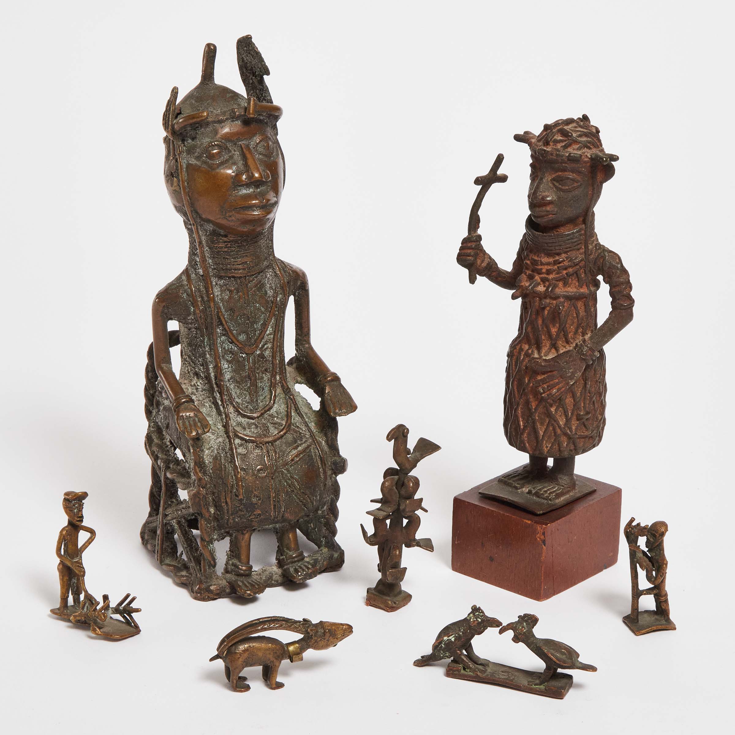 Two Benin Bronze Court Figures