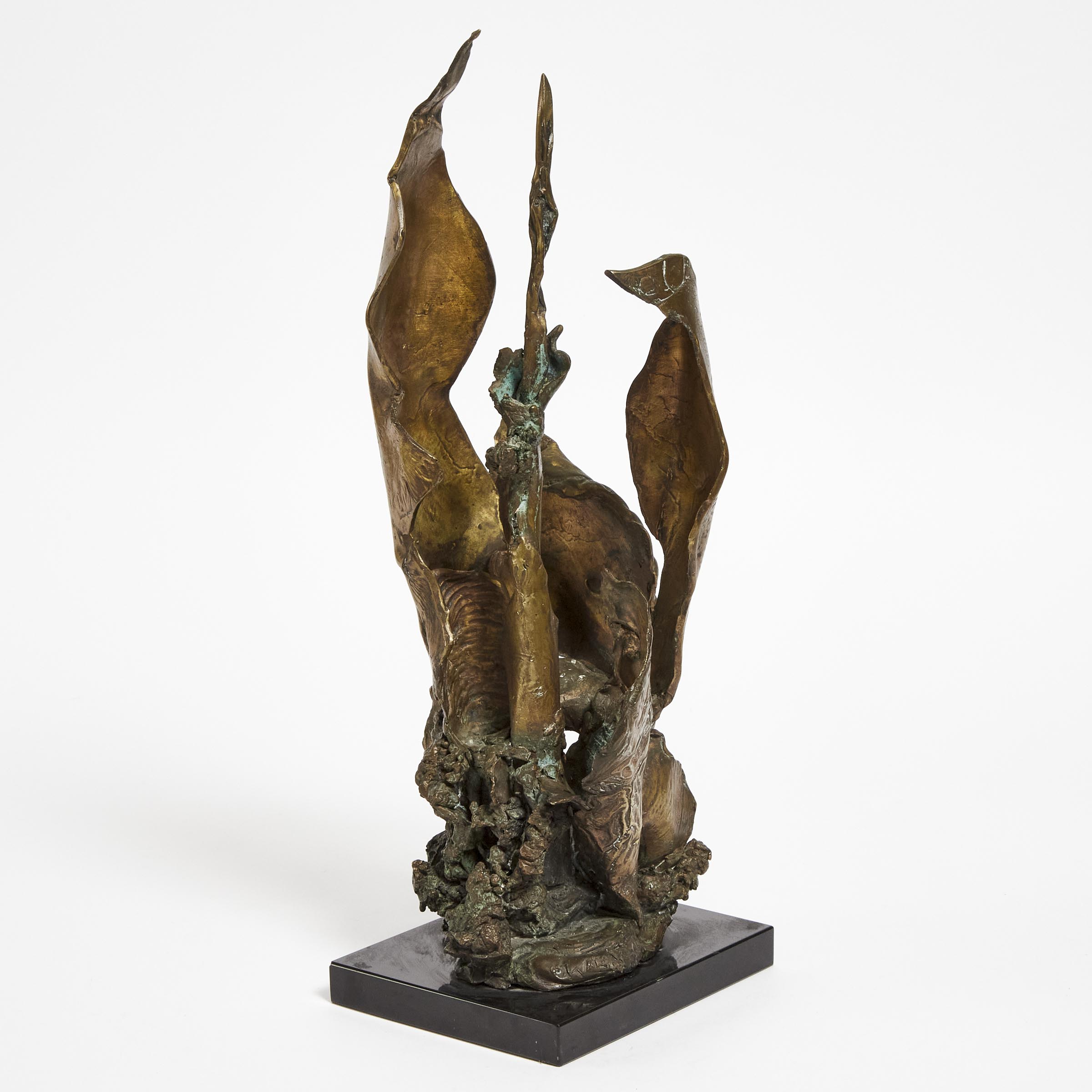 Abstract Patinated Bronze Sculpture,