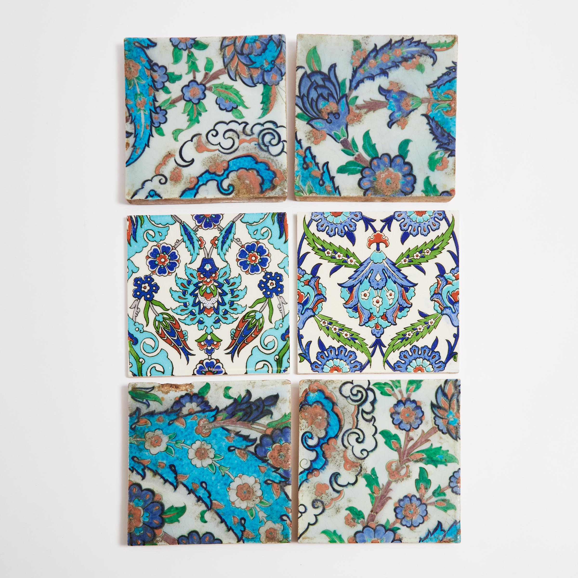 Group of Six Turkish Pottery Tiles,