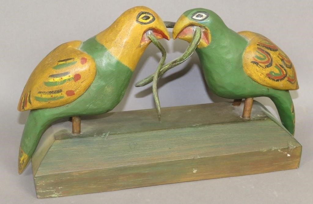 COLORFUL FOLK ART PARROTS & SNAKE