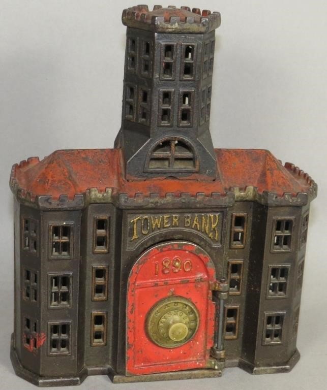 RARE POLYCHROME PAINTED CAST IRON TOWER