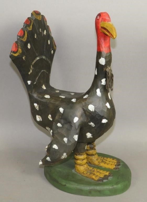 LARGE FOLK ART CHIP CARVED TURKEY