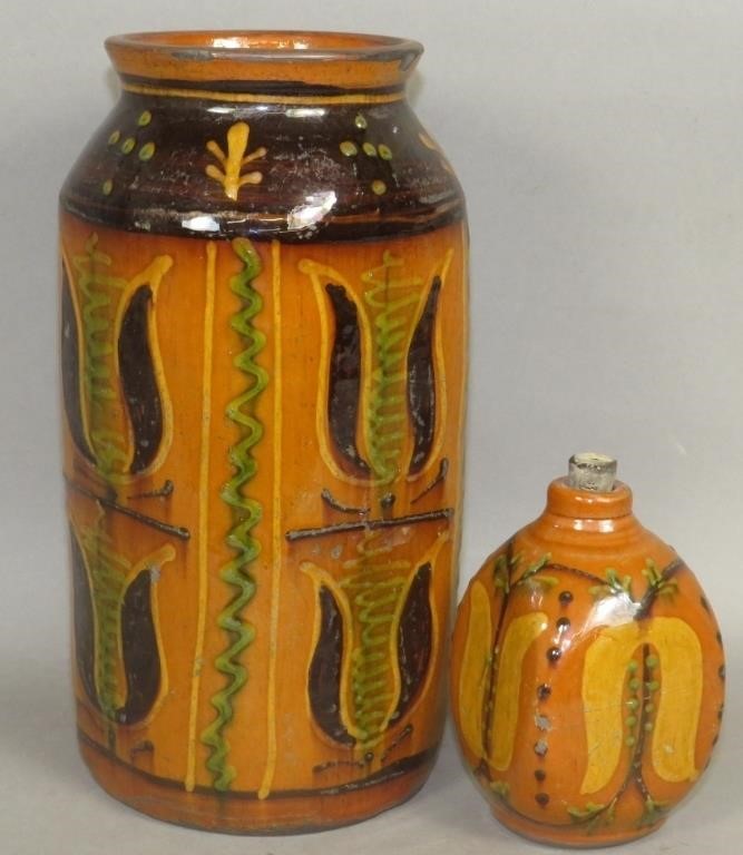 2 FOLK ART REDWARE PIECES BY GREG