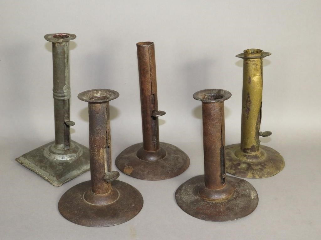 5 VARIOUS PUSH-UP CANDLESTICKSca.