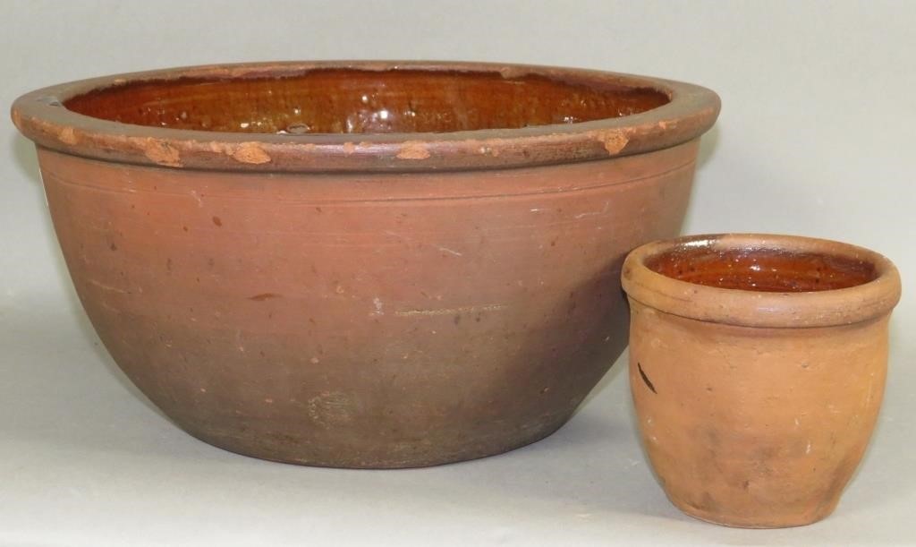 2 PA REDWARE ITEMSca. 1880; large