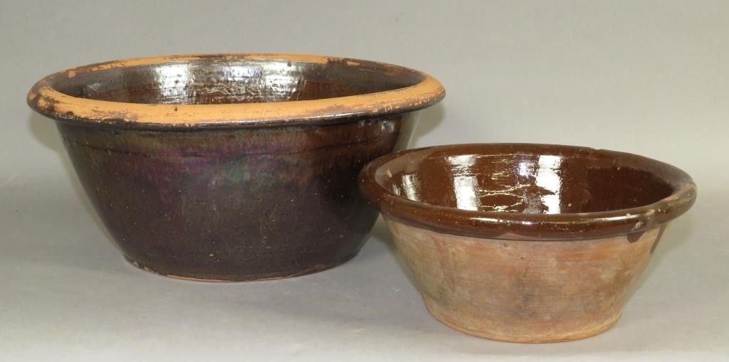 2 PA REDWARE BOWLSca. 1880; two