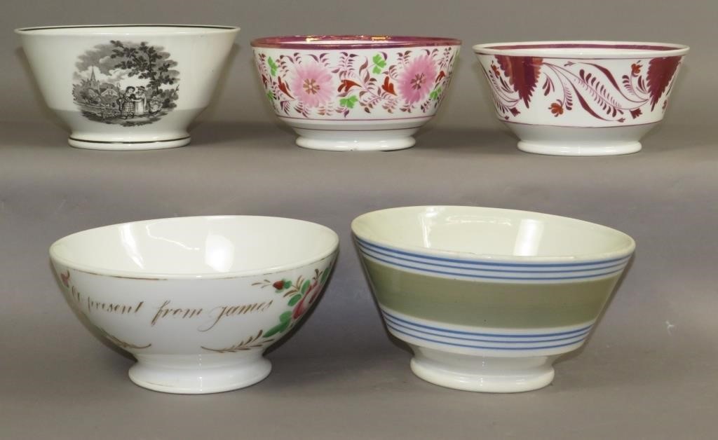 5 ENGLISH CERAMIC BOWLSca. mid