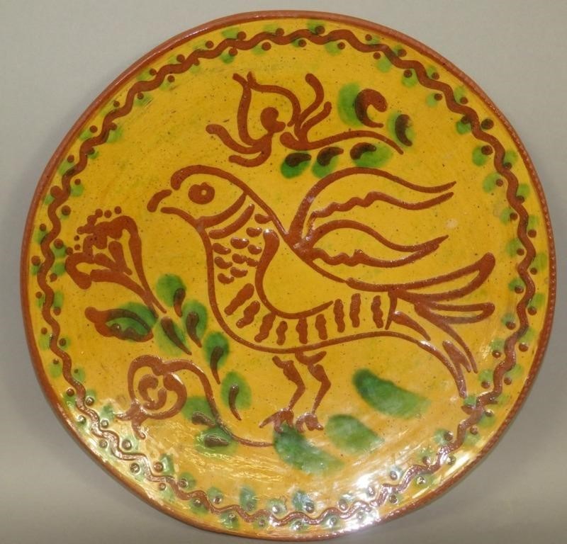 THREE-COLOR SLIPWARE DECORATED