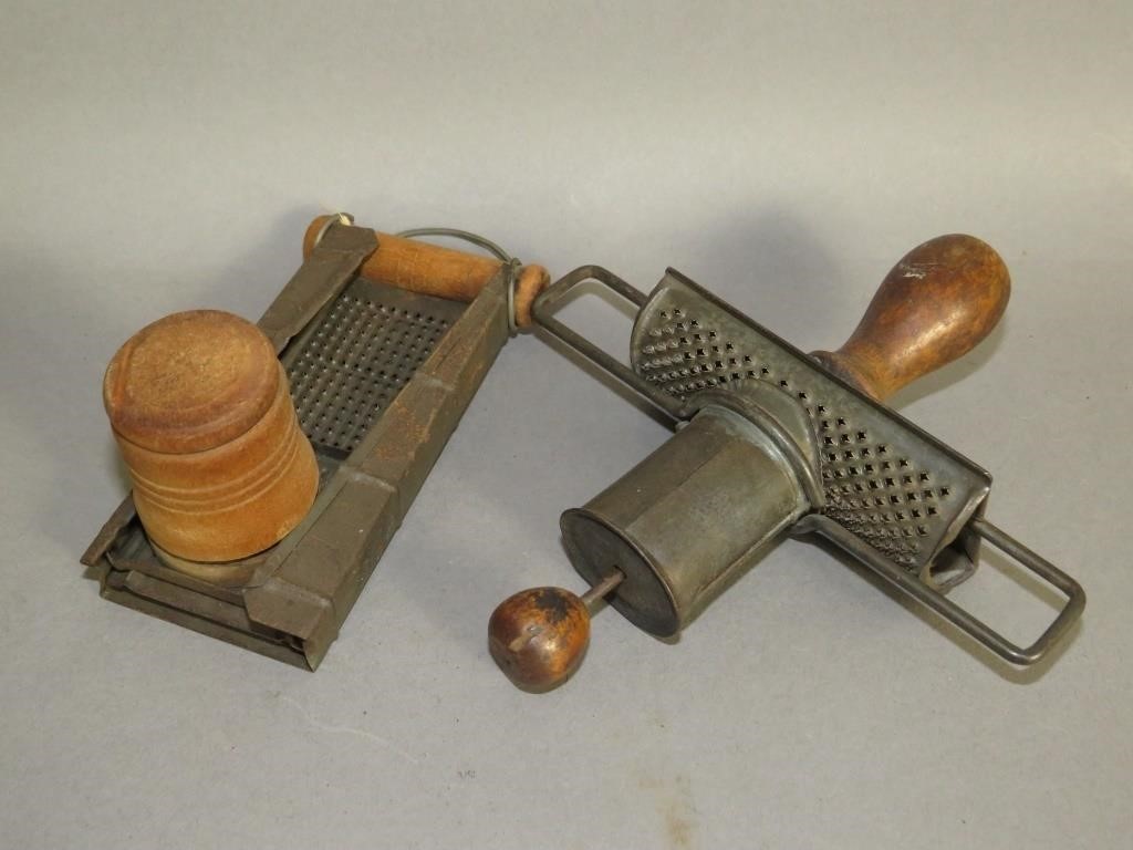 2 NUTMEG GRATERSca. 1890-1920;