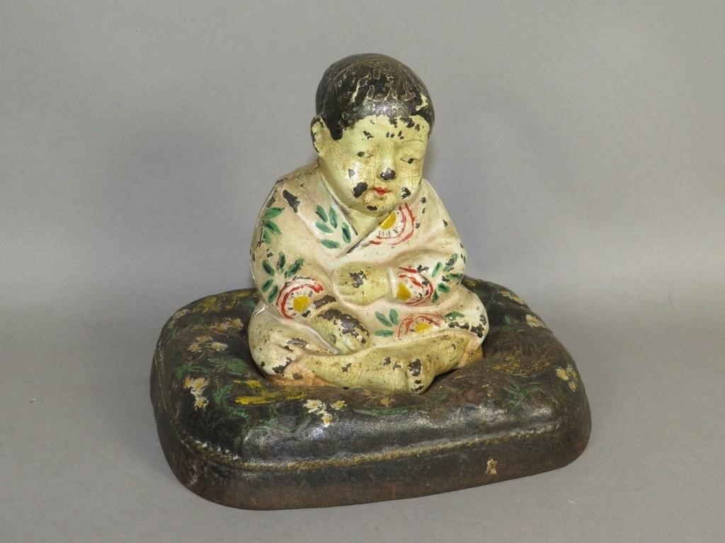 HUBLEY JAPANESE BOY ON PILLOW FIGURAL