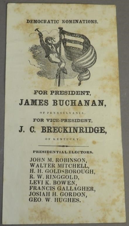 RARE "JAMES BUCHANAN FOR PRESIDENT"
