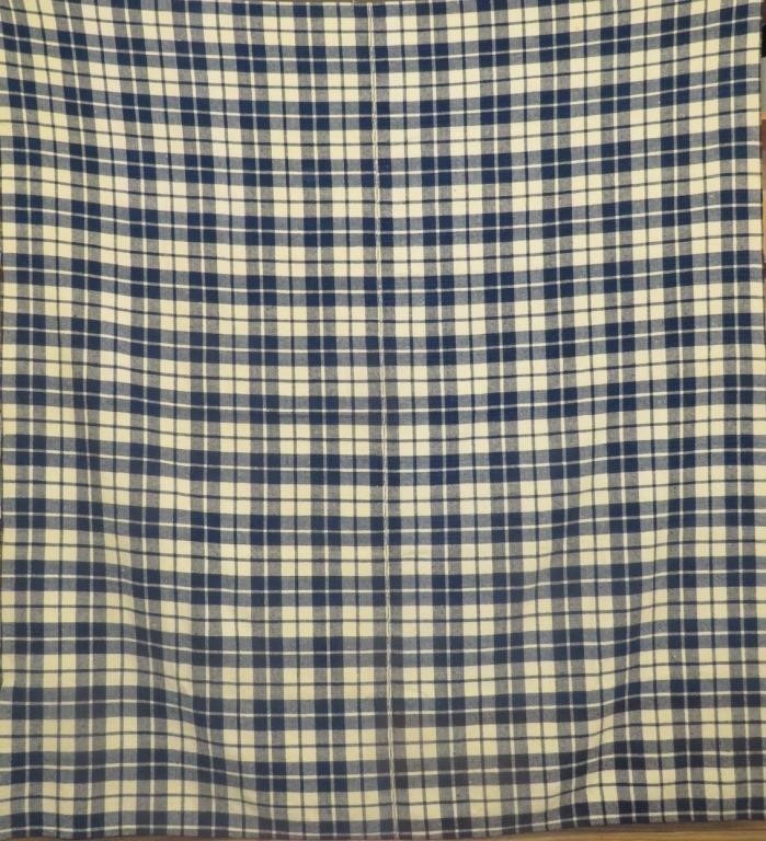 BLUE & WHITE PLAID WOVEN WOOL BLANKET