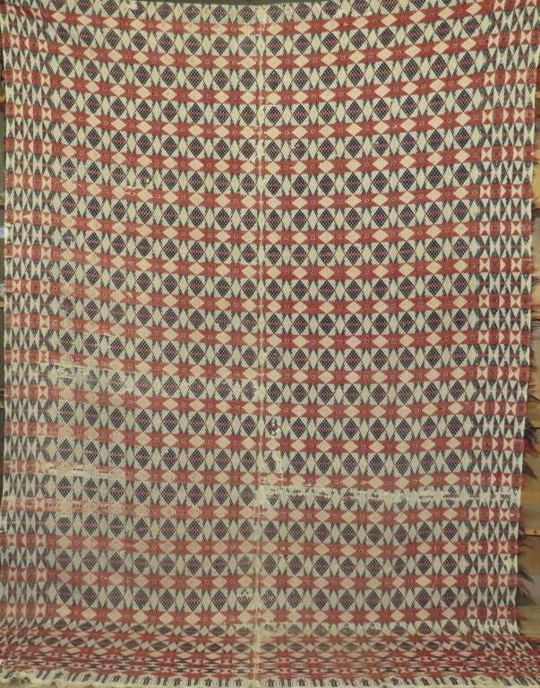 EARLY DOUBLE WEAVE STAR PATTERN COVERLETca.