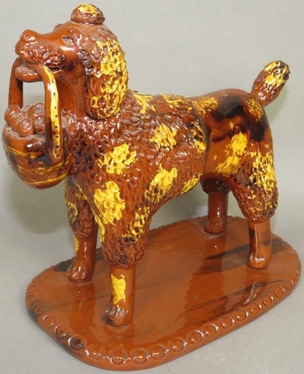 FOLK ART REDWARE STANDING POODLE BY