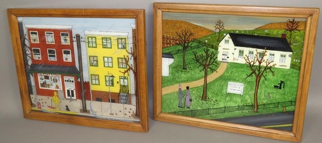 2 FINE REVERSE PAINTINGS ON GLASS