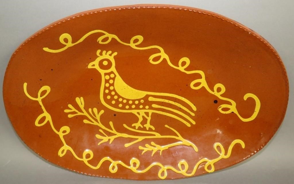 FOLK ART SLIPWARE LOAF DISH BY LESTER