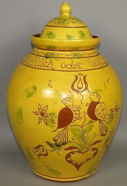 LARGE SGRAFFITO DECORATED LIDDED