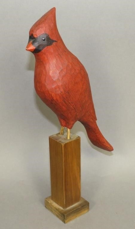 CARDINAL WOOD CARVING ATTRIBUTED