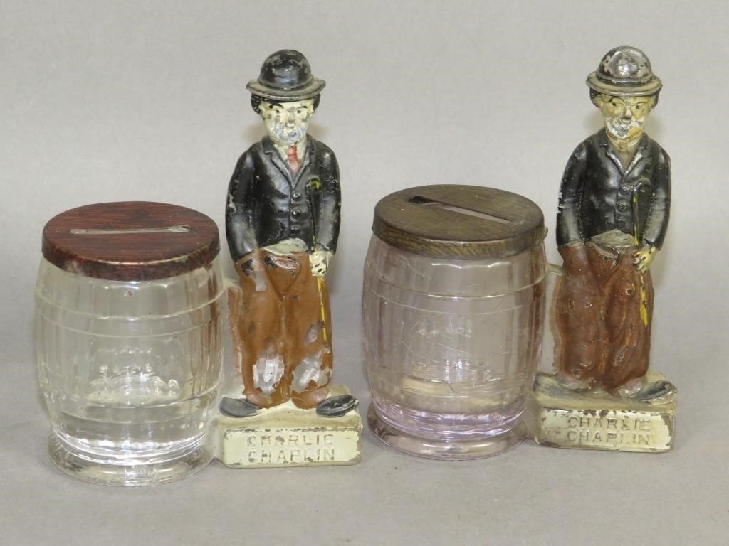 2 GLASS CANDY CONTAINER CHARLIE