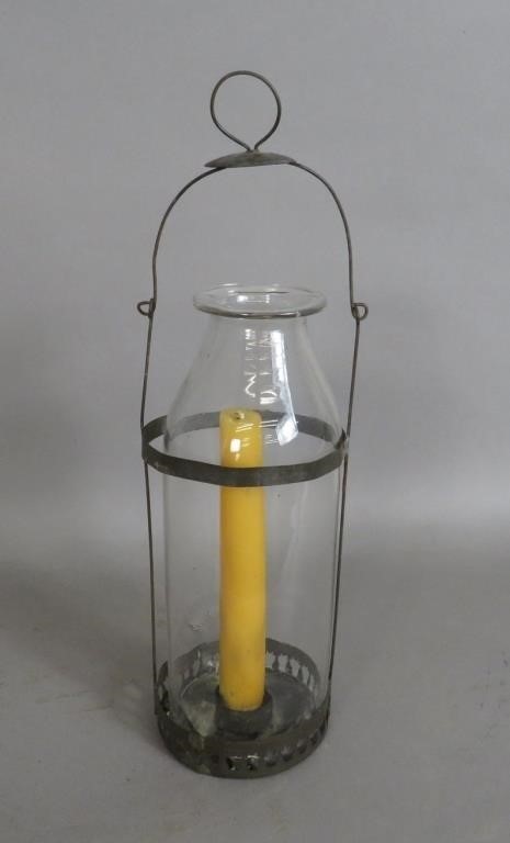 TIN & GLASS MILK BOTTLE CANDLE