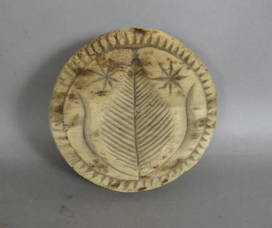EARLY CHIP CARVED LEAF & STARS