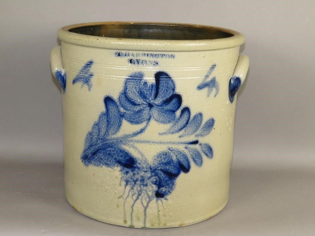 4 GALLON COBALT DECORATED STONEWARE